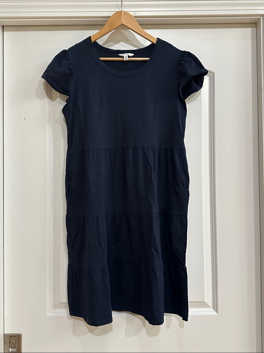Time and Tru Navy Tiered Short-Sleeve Dress